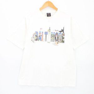 Vintage Sherry's T-Shirt Men's White Looney Tunes Baltimore Graphic Logo Large L